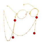 Metal non-slip chain, with red beads, for glasses and masks GL625
