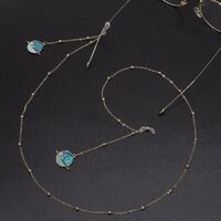 Gold-colored metal non-slip chain, with pendant star sky and beads, for glasses and masks GL539