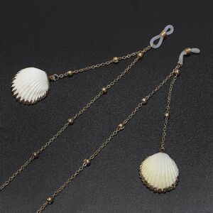 Металлическая нескользящая цепочка золотого цвета, с ракушкой и бусинами, для очков и масок GL662