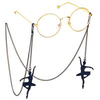 Black-colored metal non-slip chain, with pedant ballet dancer, for glasses and masks GL495