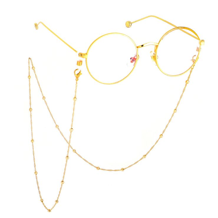 Gold-colored metal non-slip chain, with clip beads, for glasses and masks GL510