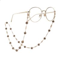 Metal non-slip chain, gold with ball and bead, for glasses and masks GA084