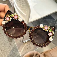Plastic PC cat-eye sunglasses with rhinestones 
