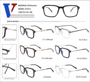 Plastic acetate TR90 + metall frame with spring hinges D1514-DA