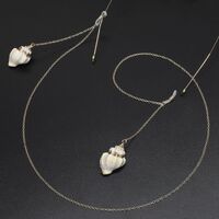 Металлическая нескользящая цепочка золотого цвета, с белой ракушкой, для очков и масок GL506