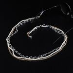 Metal non-slip chain, with 3 layer and pearls, for glasses and masks GL964