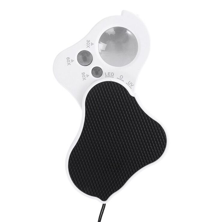 Folding magnifier with universal backlight 3690-XX, dimensions: ⌀25 mm, ⌀10 mm, ⌀8 mm, magnification: 30X, 60Х, 90Х