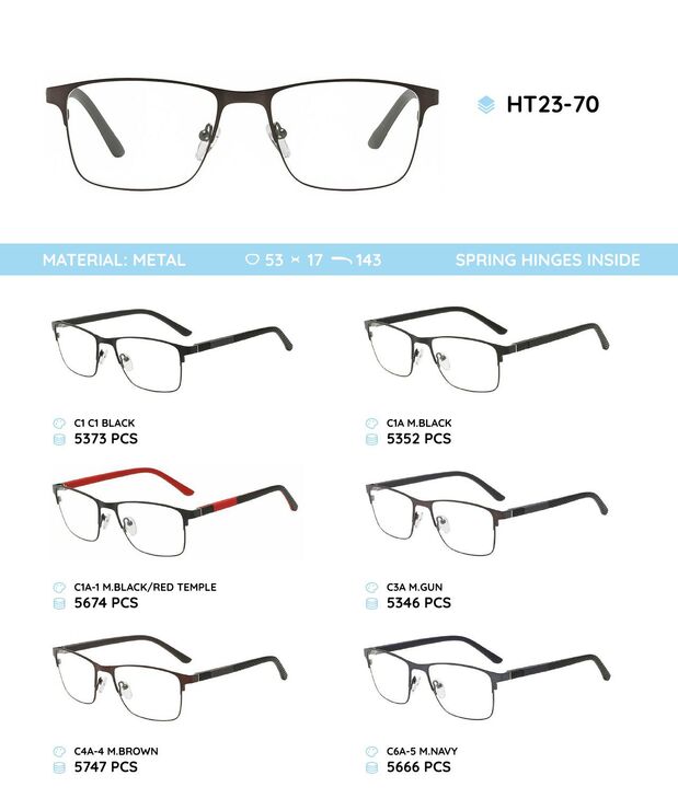Metal frame with temples made of TR-90 material HT23-70
