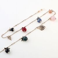 Gold metal non-slip chain, with leaves and crystal, for glasses and masks GL1019