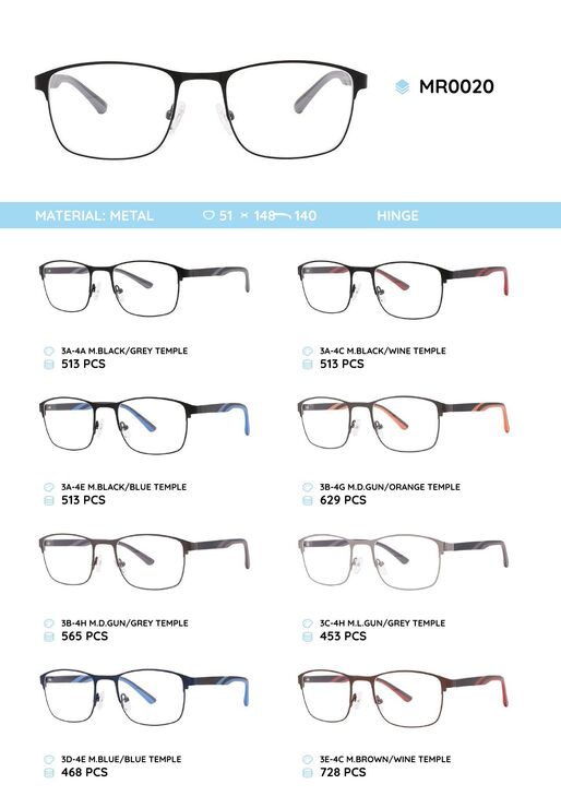 Metal frame with temples made of TR-90 material MR0020