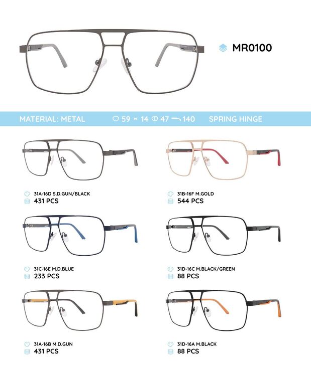 Metal frame with TR-90 temples with spring hinges MR0100