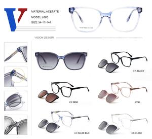 Plastic acetate frame with spring hinges + polarizing sun protection clip-on 6583-DA