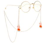 Gold-colored metal non-slip chain, with piglet, for glasses and masks GL021