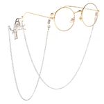 Silver-colored metal non-slip chain, with a bird on a branch, for glasses and masks GL066