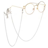 Silver-colored metal non-slip chain, with a bird on a branch, for glasses and masks GL066