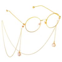 Gold-colored metal non-slip chain, with pearls, for glasses and masks GL622
