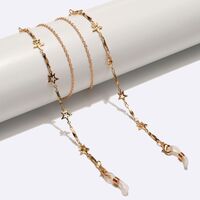 Gold-colored metal non-slip chain, with hollow star, for glasses and masks GL1583