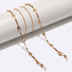 Gold-colored metal non-slip chain, with hollow star, for glasses and masks GL1583