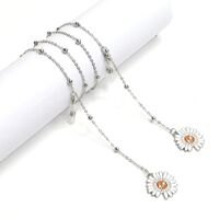 Silver-colored metal non-slip chain, with daisy and beads, for glasses and masks GL1040