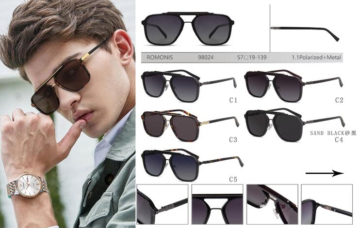Polarized TR90 + metal sunglasses for men Romonis TR98024-R