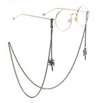 Black-colored metal non-slip chain, with pendant windmill of cartoon, for glasses and masks GL786