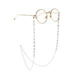 Silver-colored metal non-slip chain, with flower, for glasses and masks GL922