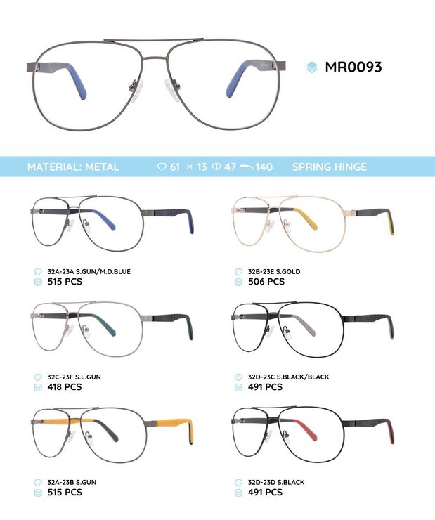 Металлическая оправа с дужками из пластика TR-90 с флексом MR0093