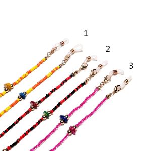 Gold-colored metal non-slip chain, with multi-color rice beads and natural stone, for glasses and masks GL1287