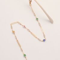 Metal non-slip chain, with oval,crystal and flowers, for glasses and masks GL1861