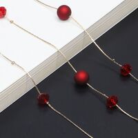 Metal non-slip chain, with red crystal and beads, for glasses and masks GL440