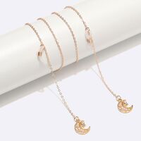 Gold-colored metal non-slip chain, with pearl moon pendant, for glasses and masks GL1525