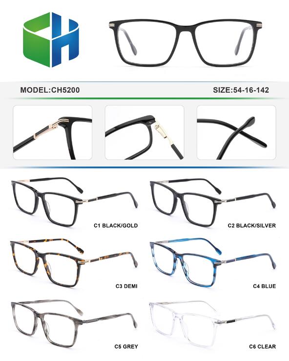 Plastic acetate frame with spring hinges CH5200-DA