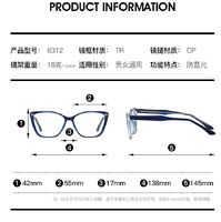 TR90 plastic frame or glasses with blue light protection, with spring hinges FA8312