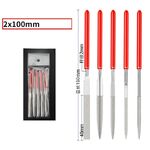 Electroplated diamond files, silver with red handles, set of 5 pieces