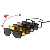 TR90/PC plastic frame + 5 polarized sun protection magnet clip-on set + leather bag El Dorado EL3303A