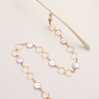 Gold-colored metal non-slip chain, with round pearl, for glasses and masks GL1866