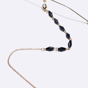 Gold-colored metal non-slip chain, with black crystal, for glasses and masks GL1383