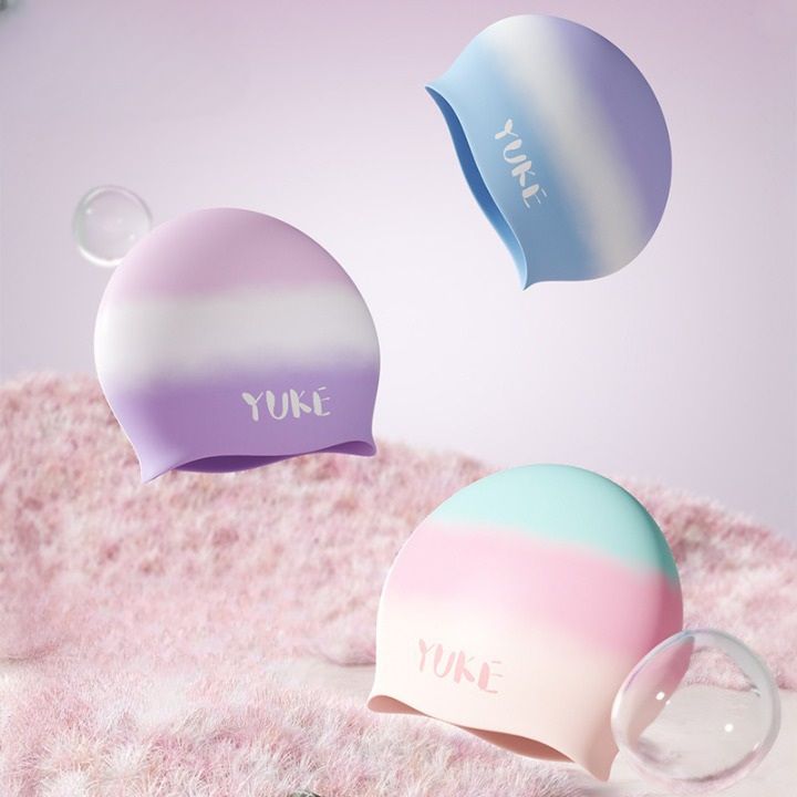 Шапочка для плавания силиконовая водонепроницаемая женская GJ009-YU, 21*24 см