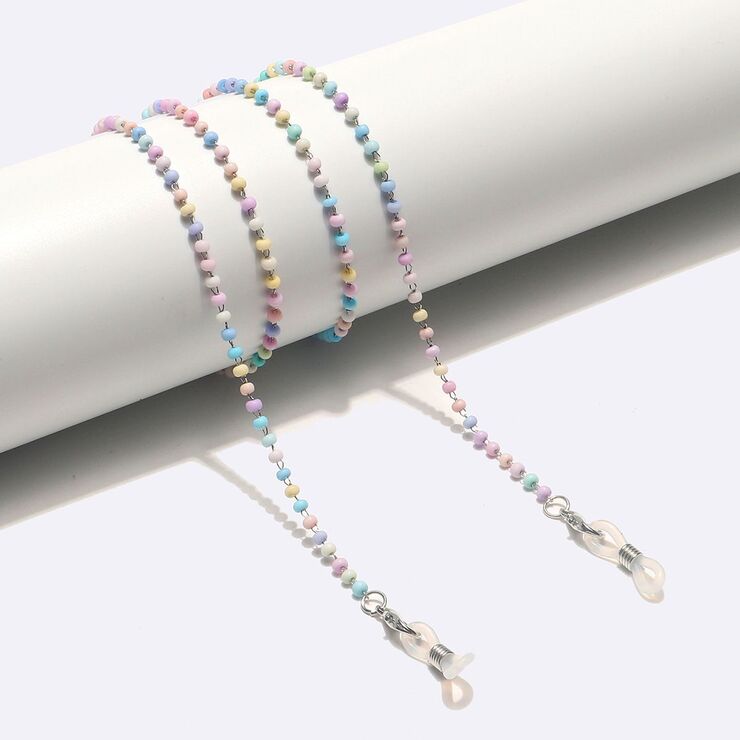 Stell-colored metal non-slip chain, with crystal, for glasses and masks GL1594
