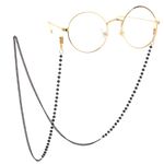 Black-colored metal non-slip chain, with black crystal, for glasses and masks GL101