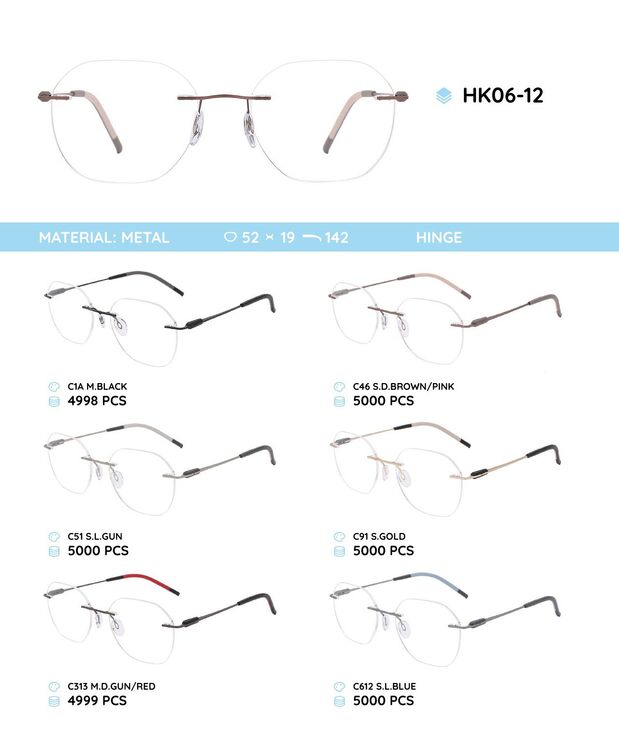 Metal rimless frame with TR-90 temples HK06-12