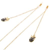Gold-colored metal non-slip chain, with pendant owl, for glasses and masks GL096