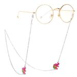 Silver-colored metal non-slip chain, with colorful elephant, for glasses and masks GL236