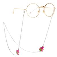 Металлическая нескользящая цепочка серебряного цвета, с красным слоном, для очков и масок GL236