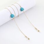 Metal non-slip chain, with turquoise heart, for glasses and masks GL1004