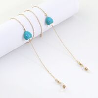 Metal non-slip chain, with turquoise heart, for glasses and masks GL1004