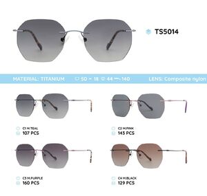 Titanium rimless frame polarized sunglasses TS5014