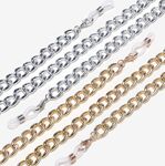 Metal non-slip chain set 2-piece, gold and silver thick, for glasses and masks GM014