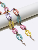 Набор из двух цепочек для очков из нержавеющей стали с разноцветными кристаллами GB143