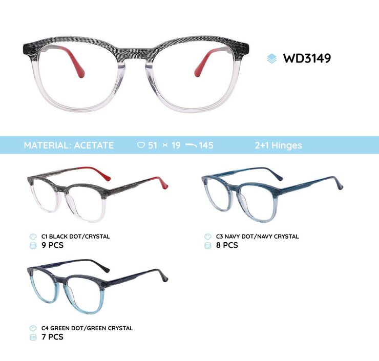 Plastic acetate eyeglasses frame for women WD3149